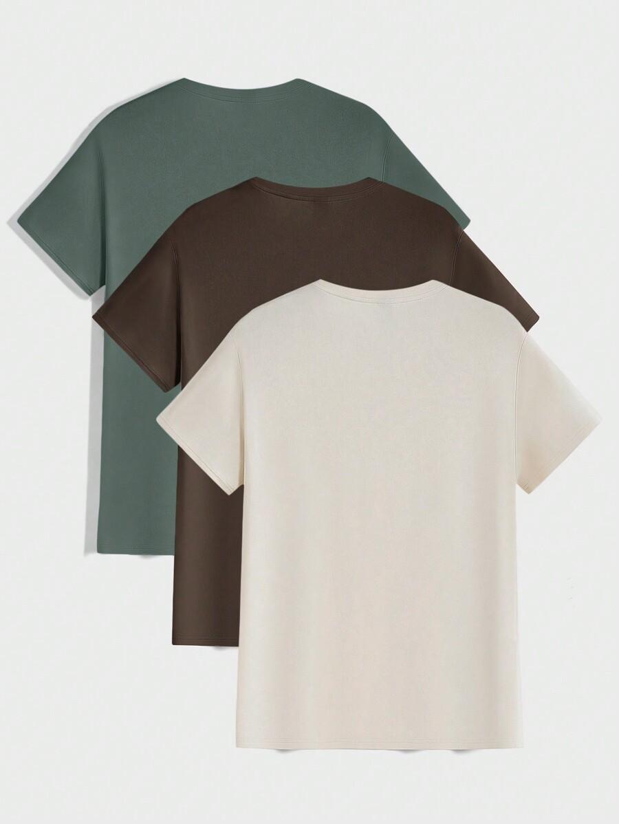 GŁADKI T-SHIRT OKRĄGŁY DEKOLT 3-PACK