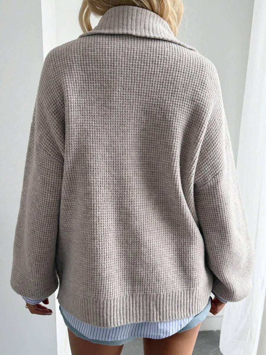 BEŻOWY SWETER DZIANINA 