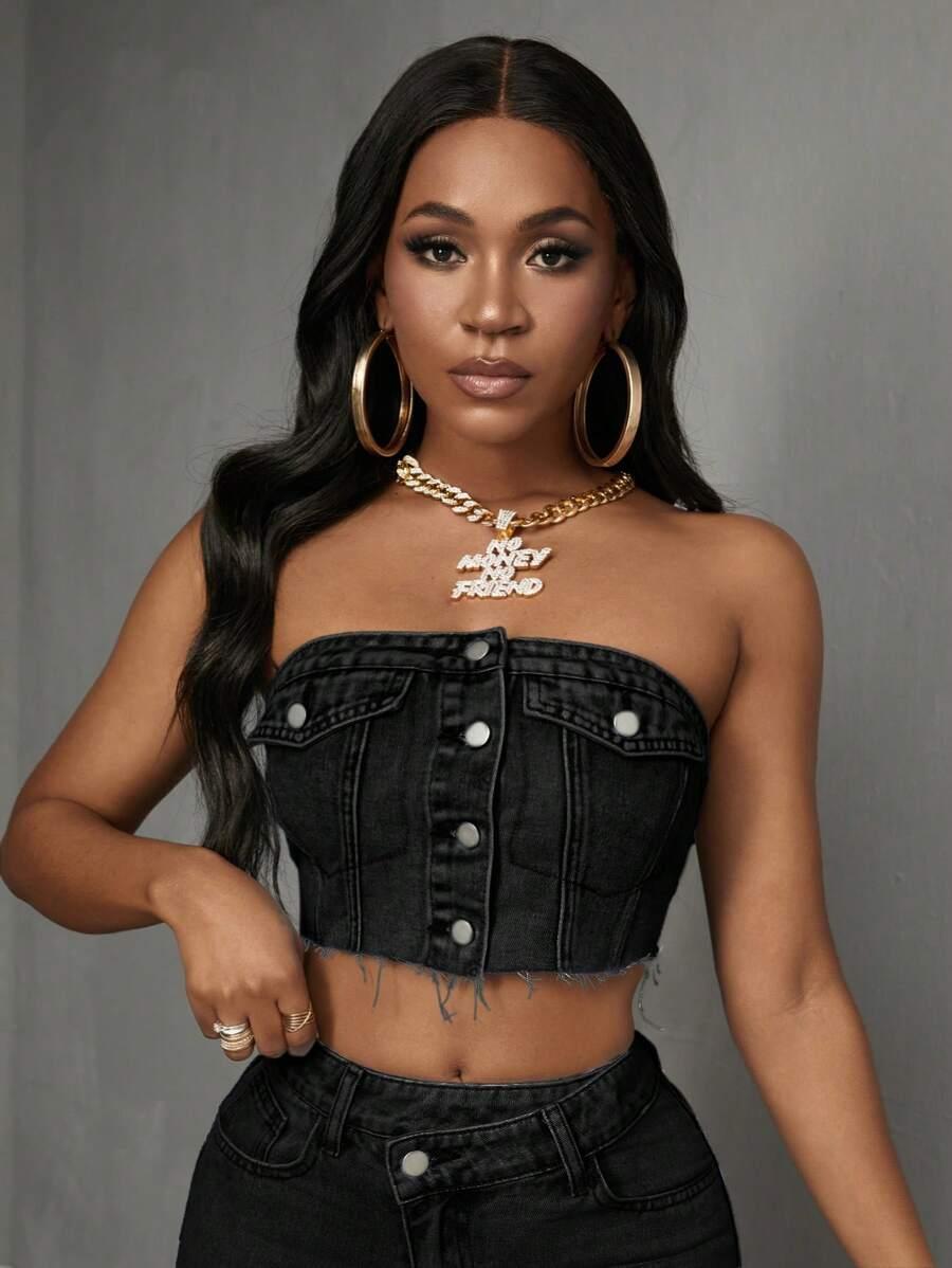 CZARNY TOP JEANS