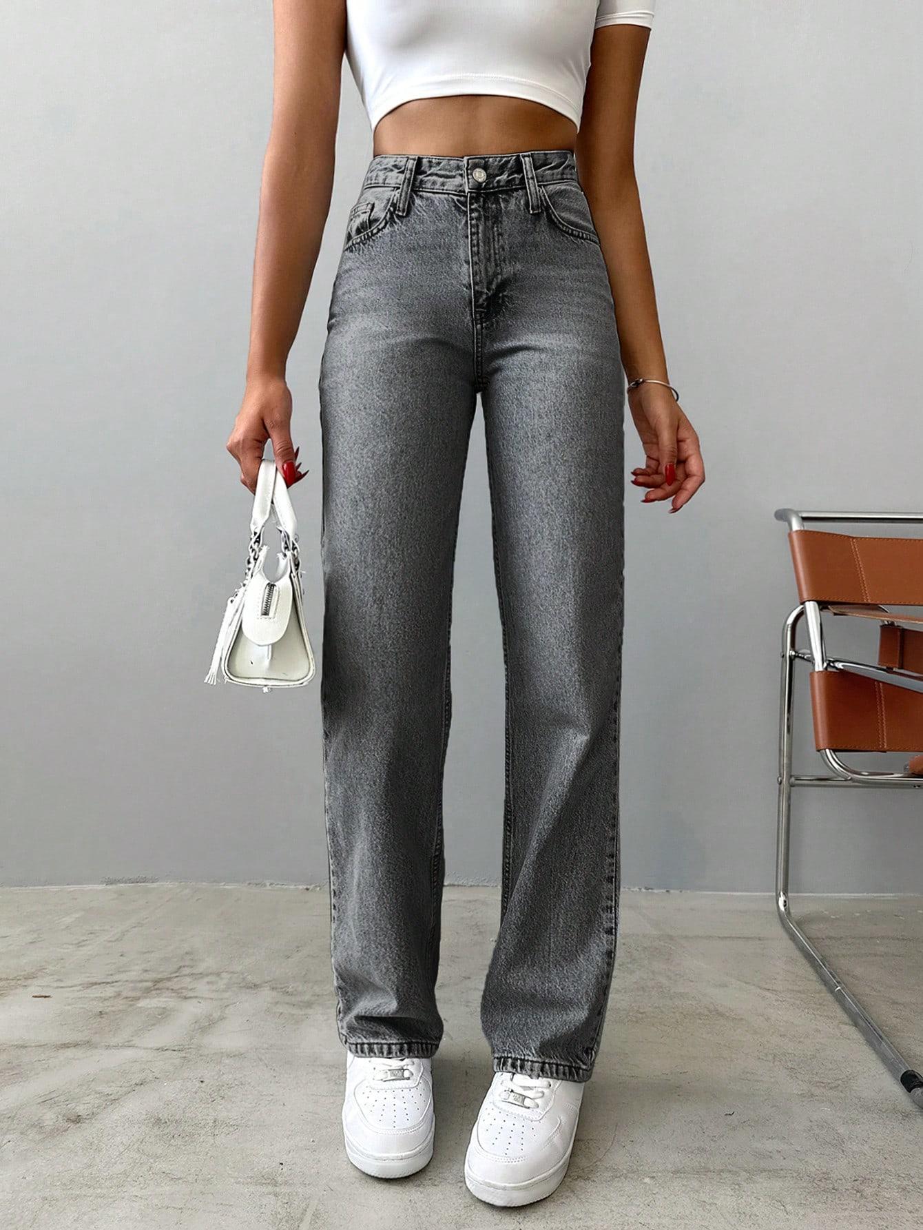 SZARE PROSTE SPODNIE JEANS 