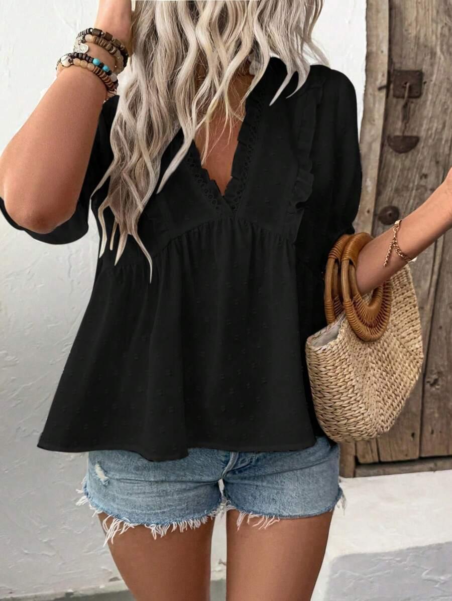 CZARNA BLUZKA V-NECK