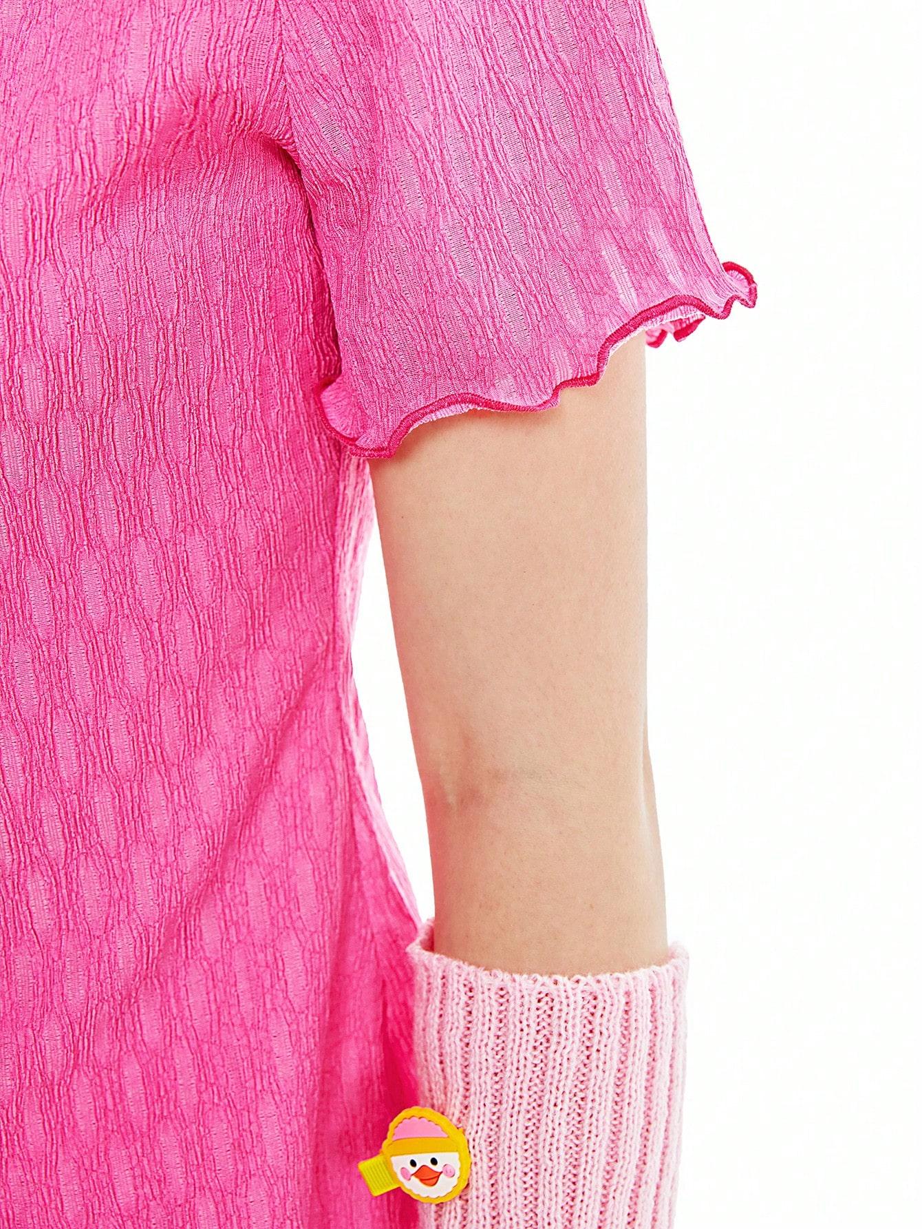 różowa koszula tekstura krótki rękaw
