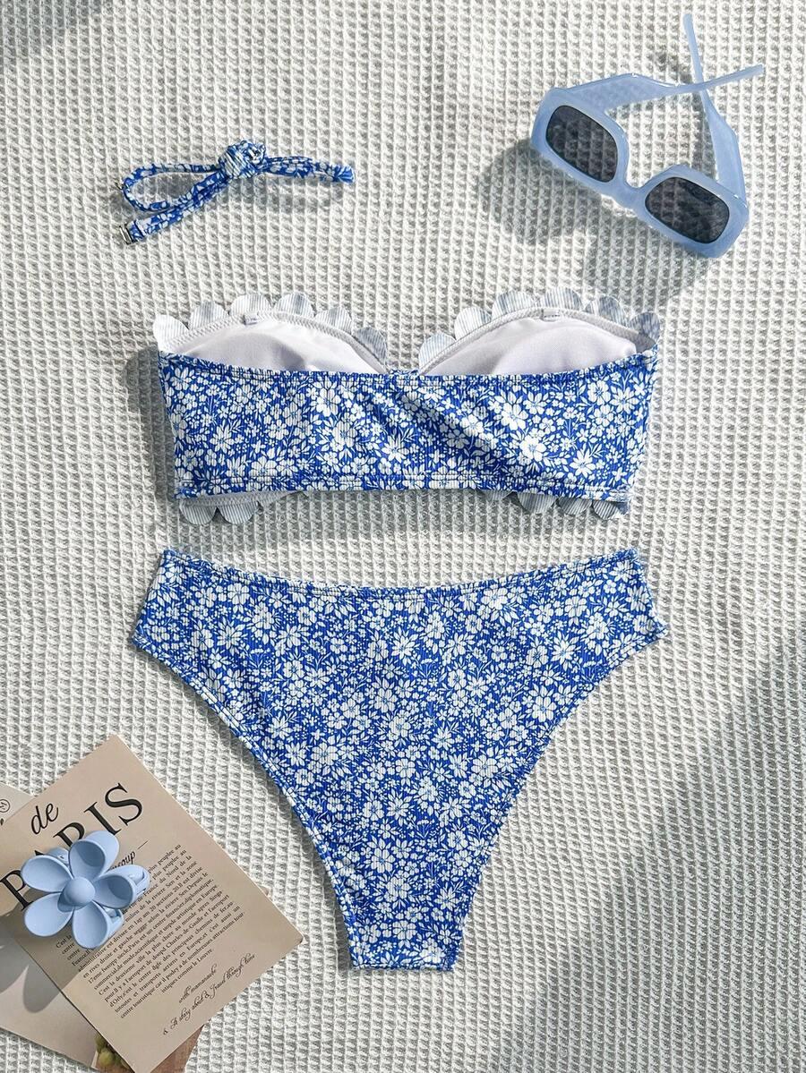 dwuczęściowy strój kąpielowy komplet floral print
