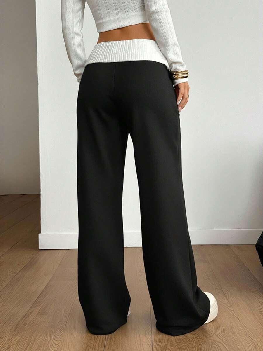 czarne spodnie casual kontrast 