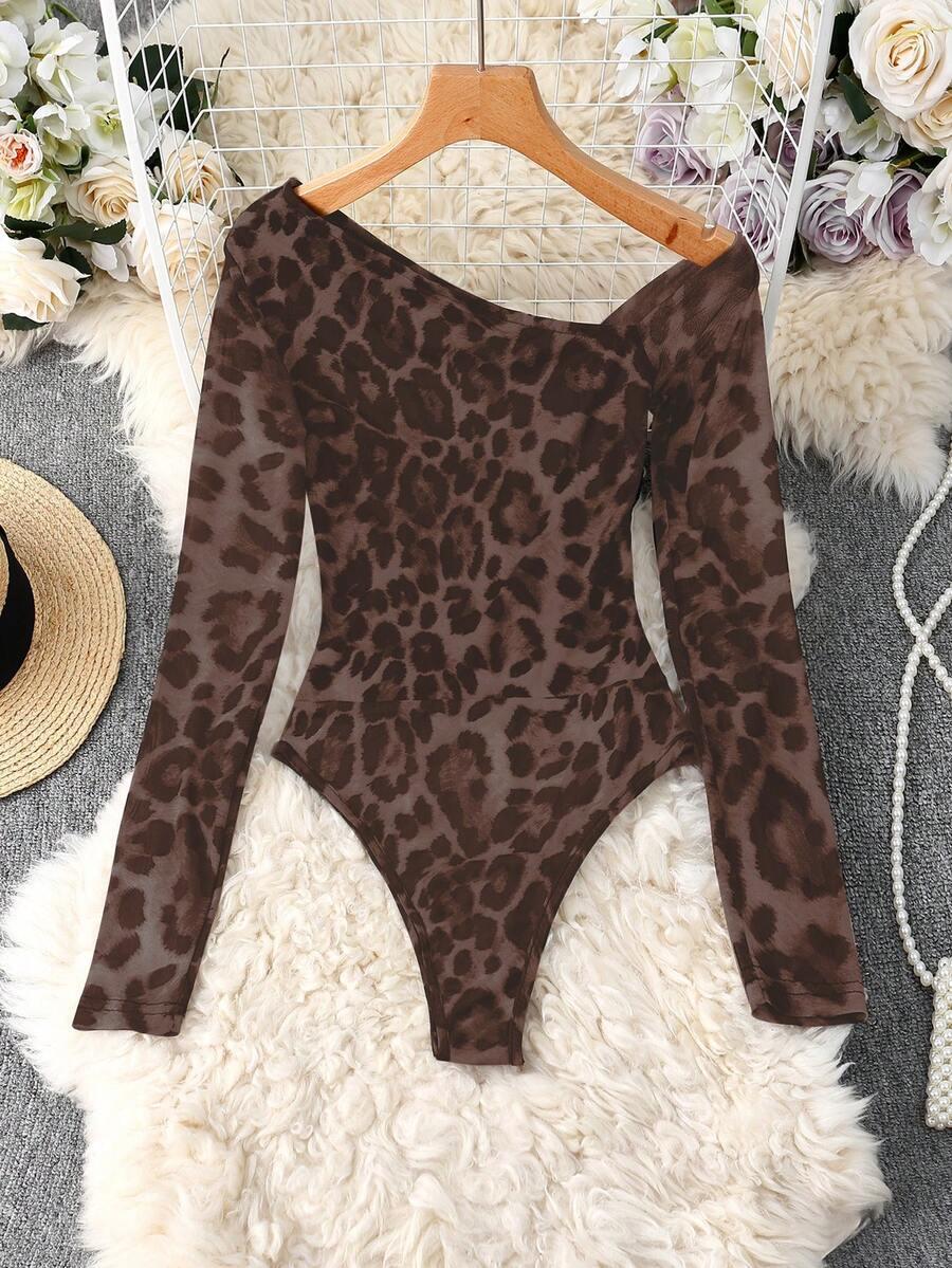 brązowe body animal print