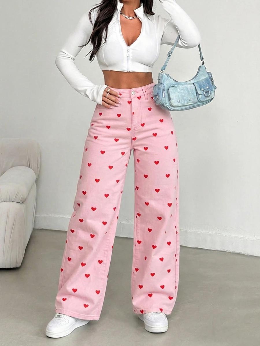 Jeansy Serce print 