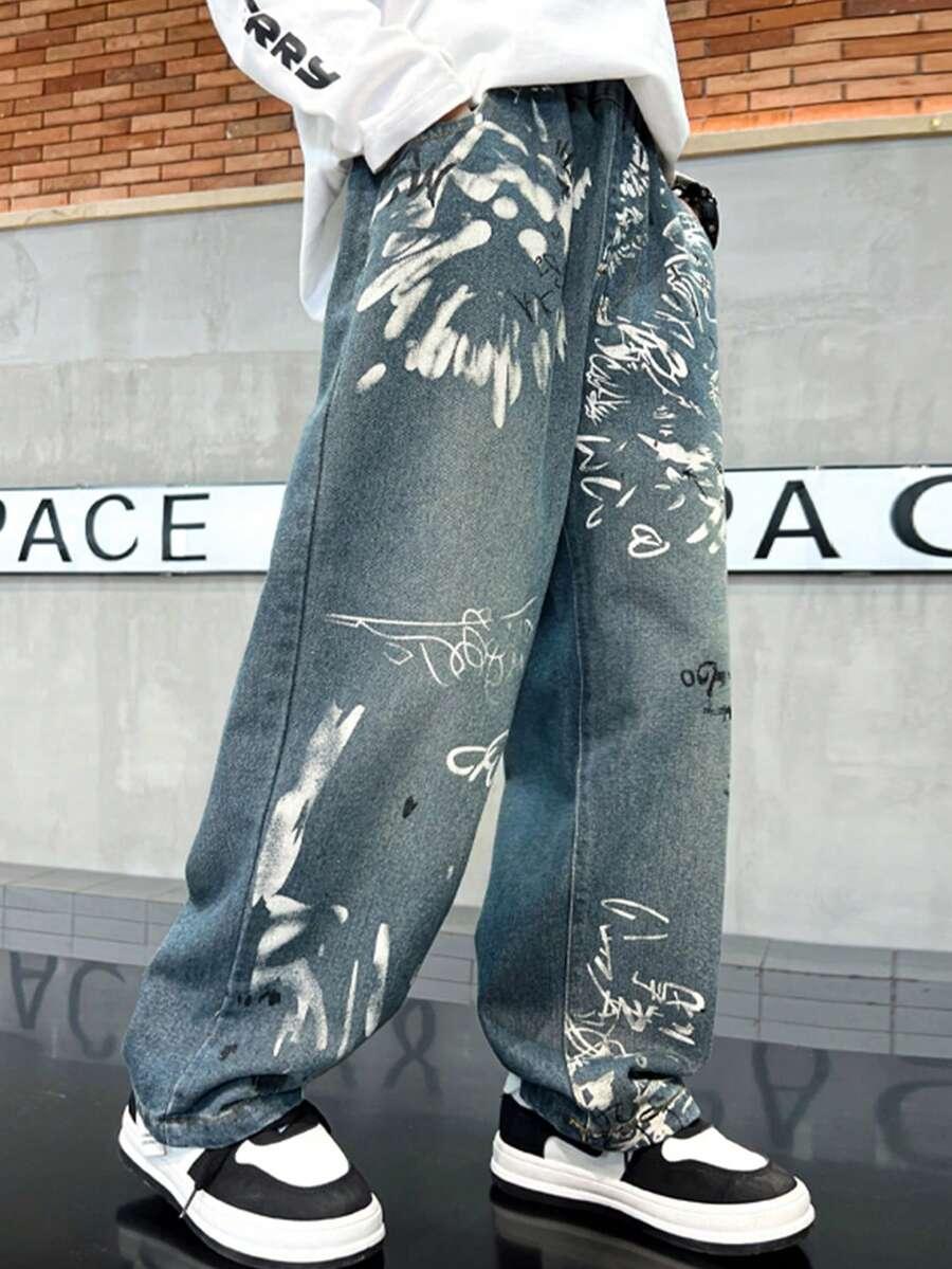 spodnie jeans graffiti
