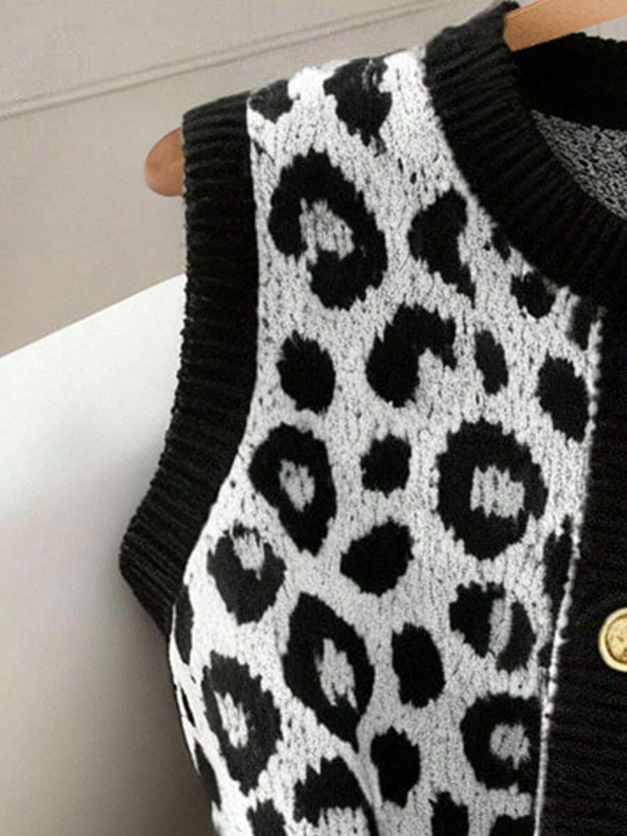 dzianinowa kamizelka animal print