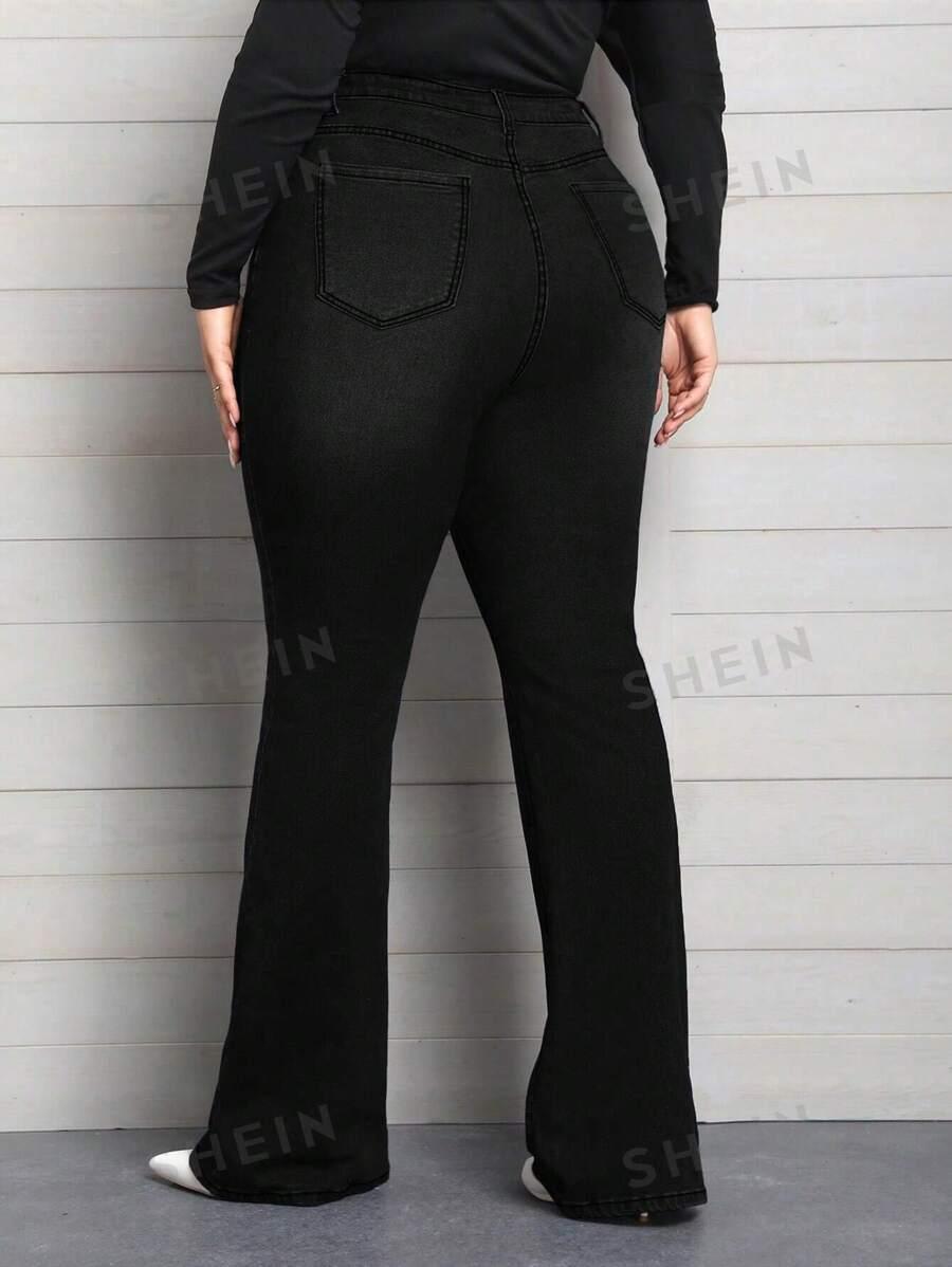 CZARNE SPODNIE JEANS DZWONY