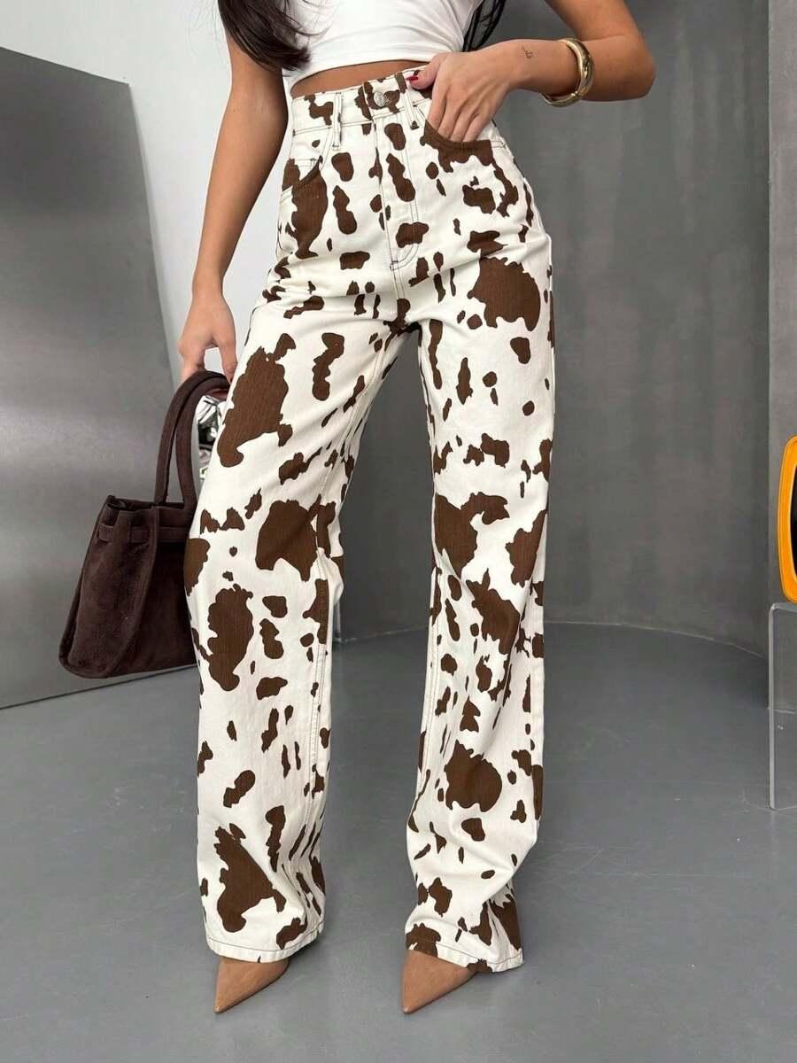 SPODNIE JEANS ANIMAL PRINT 