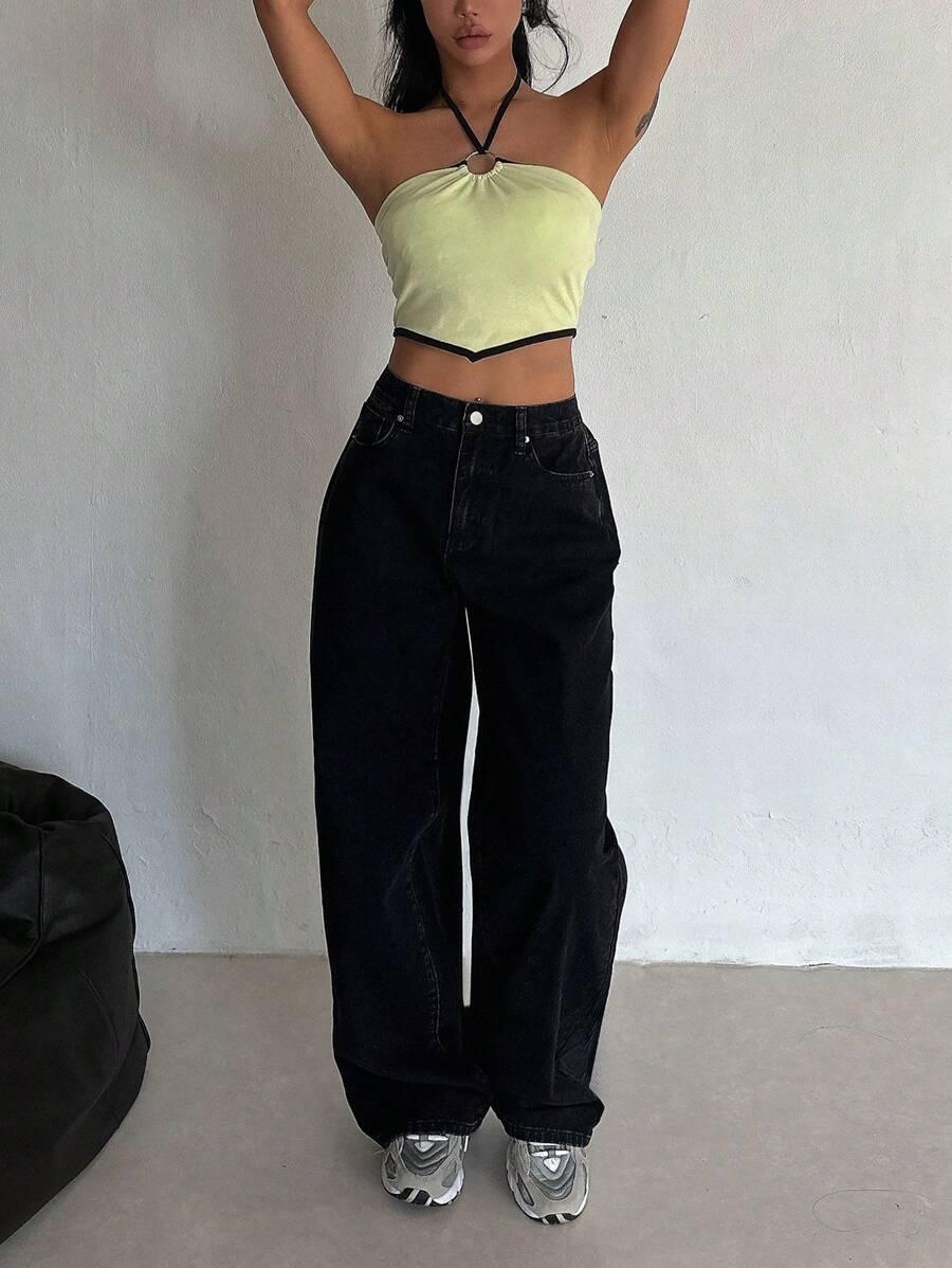 CZARNE JEANSY WYSOKI STAN