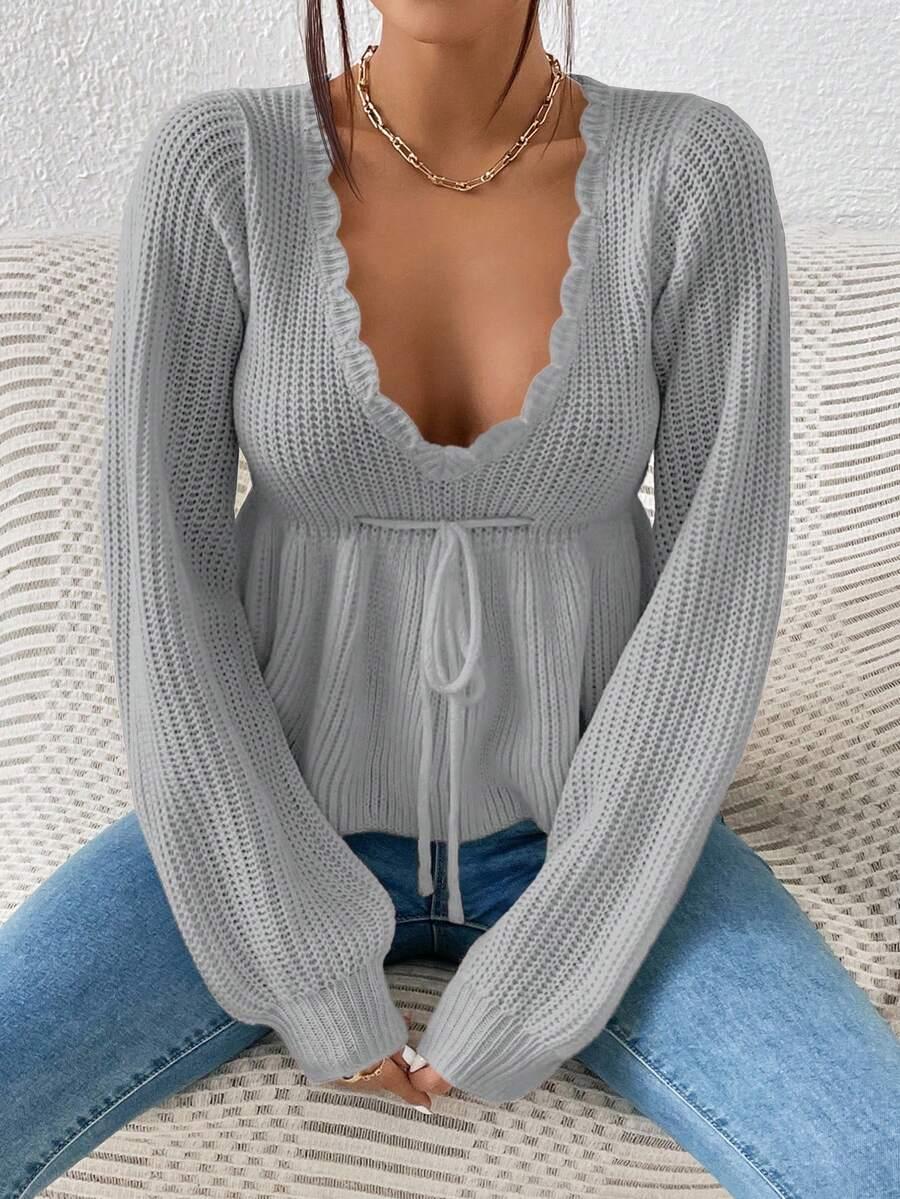 szary SWETER V-NECK 