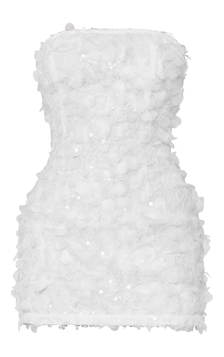 biała zdobiona ołówkowa mini sukienka cekiny