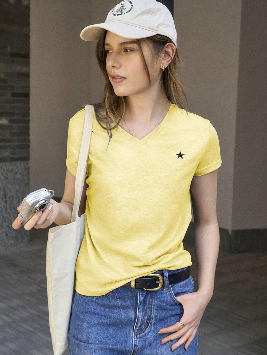 żółty t-shirt v neck
