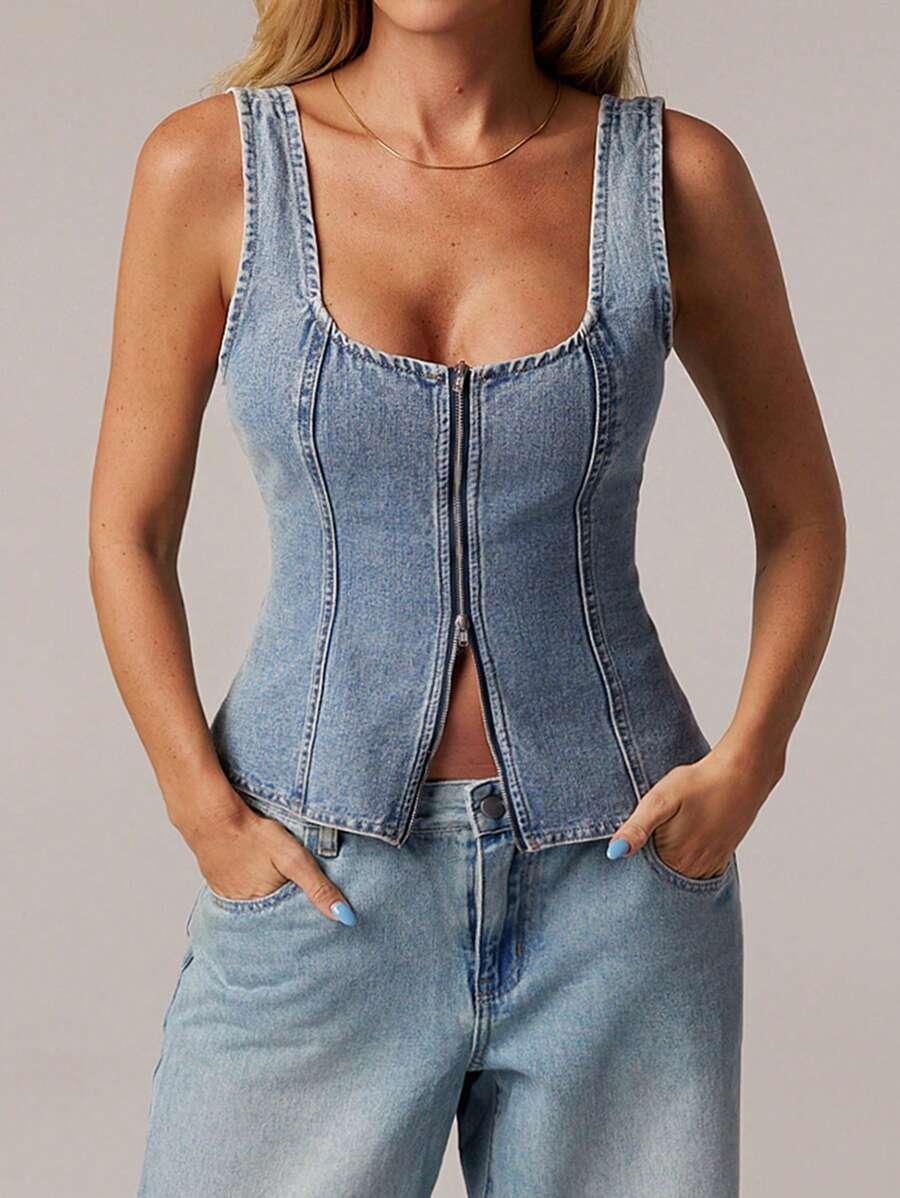 niebieski top jeans 