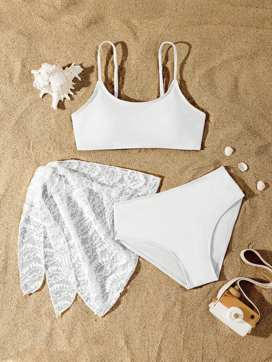 DWUCZĘŚCIOWE BIKINI DAMSKIE Z WIĄZANĄ SPÓDNICZKĄ 