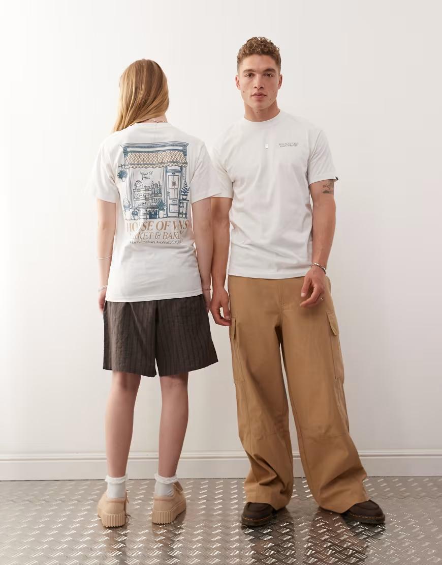 KLASYCZNY BIAŁY T-SHIRT OKRĄGŁY DEKOLT PRINT