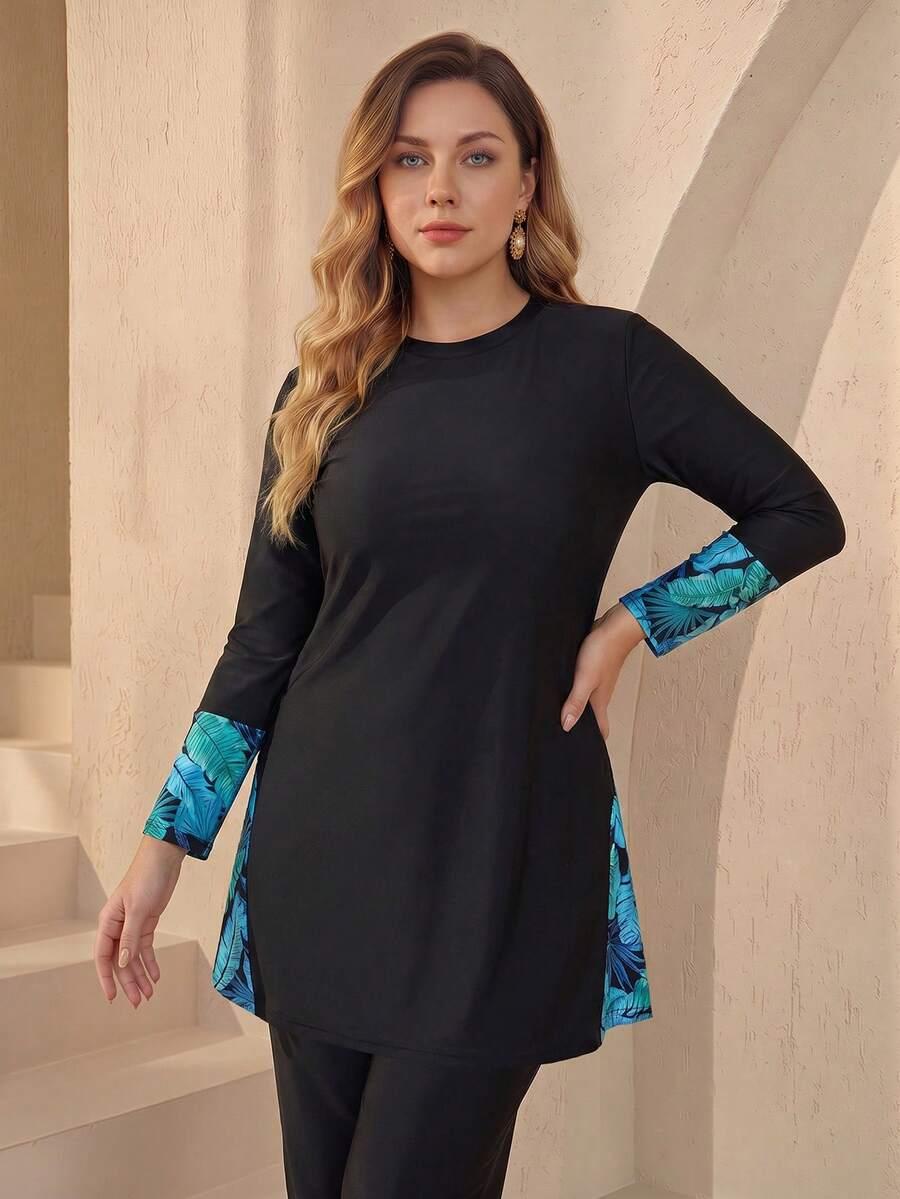 BURKINI DAMSKIE Z KONTRASTOWYM WYKOŃCZENIEM