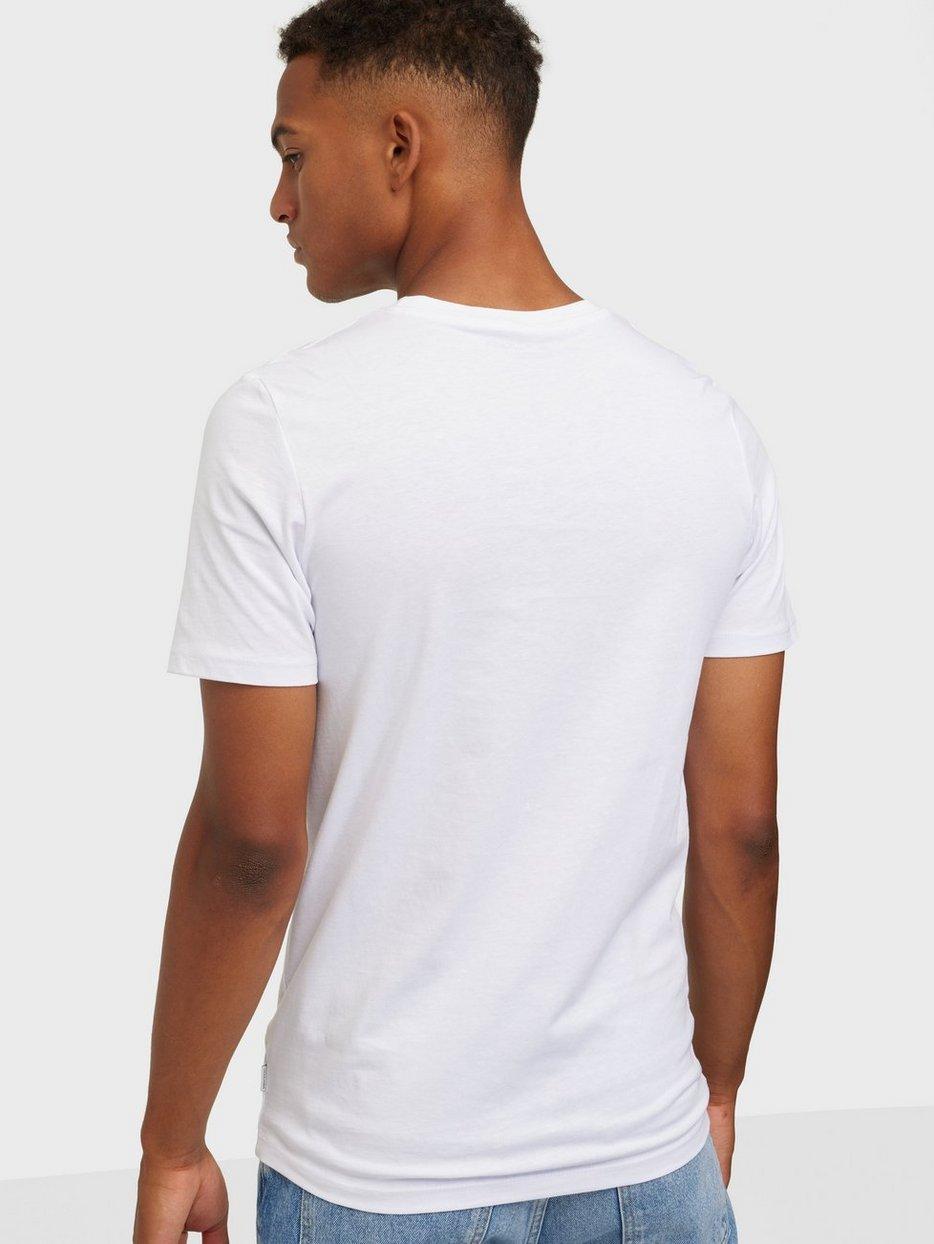 klasyczny gładki biały t-shirt okrągły dekolt