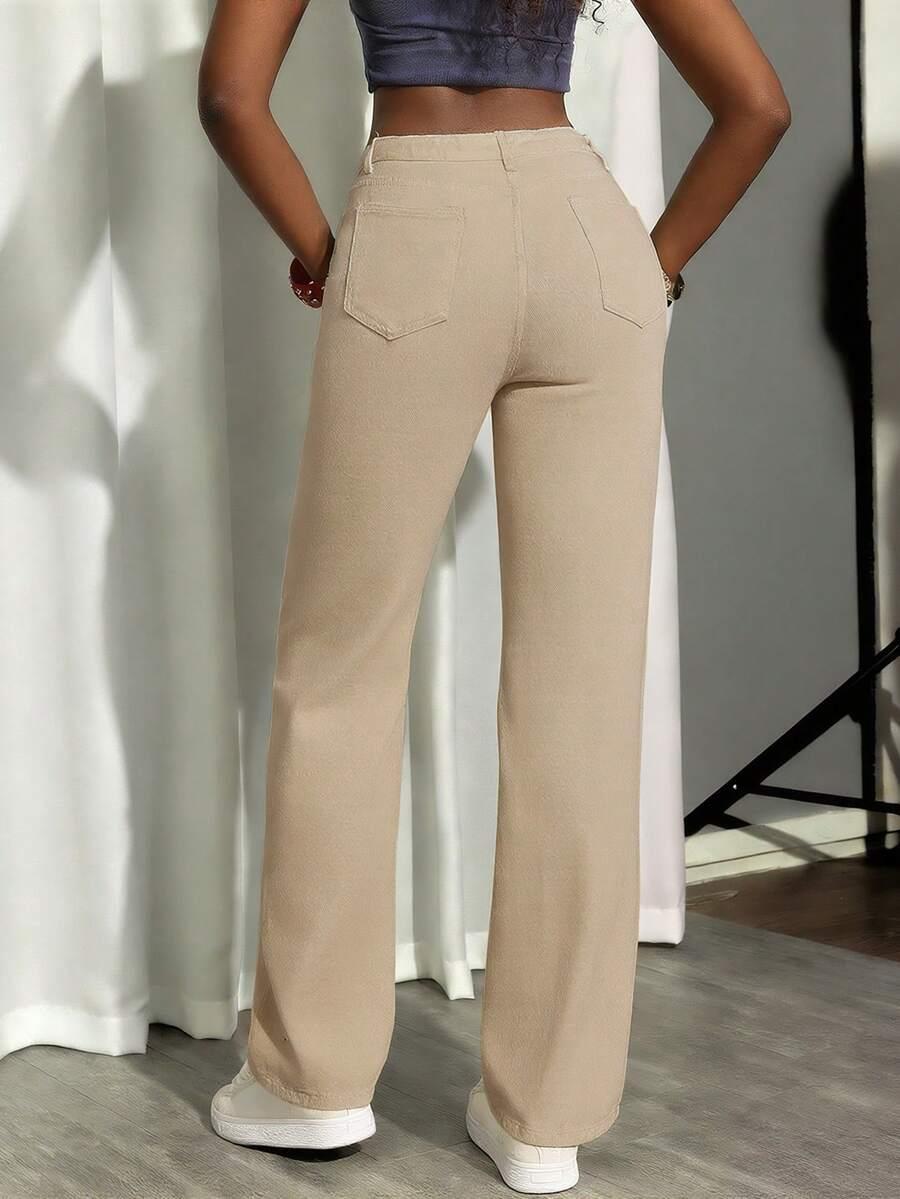 BEŻOWE SPODNIE JEANS 