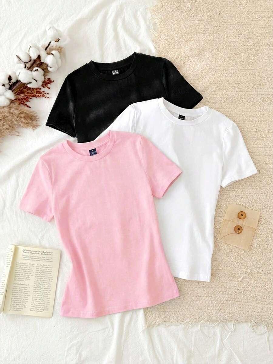 klasyczny gładki t-shirt 3-pack