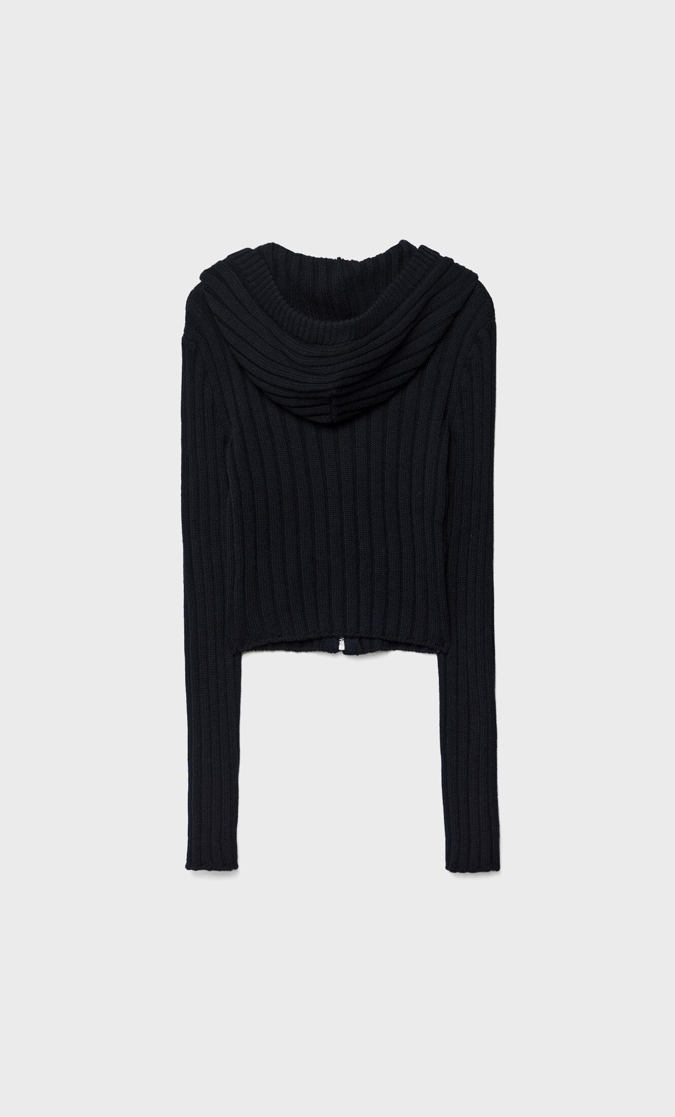 czarny krótki sweter z kapturem zamek