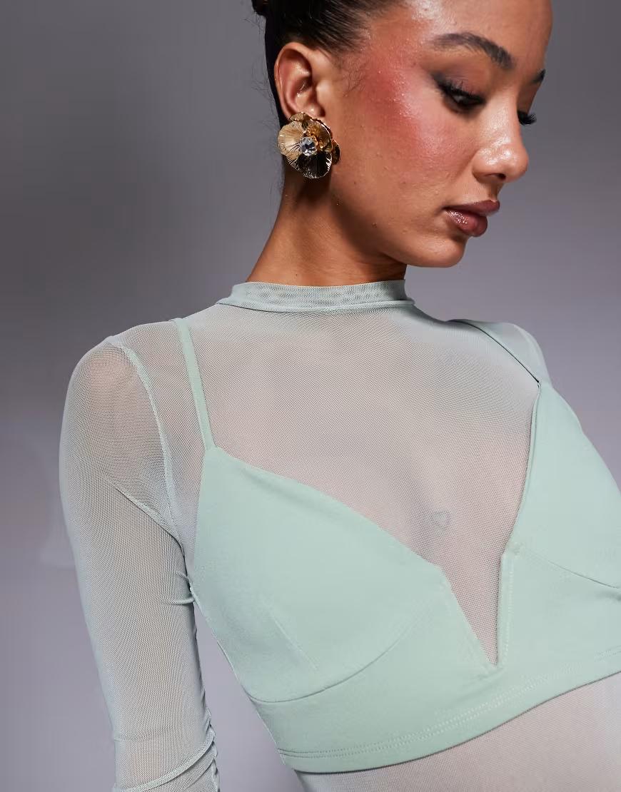 ZIELONY TOP BODY SIATECZKA