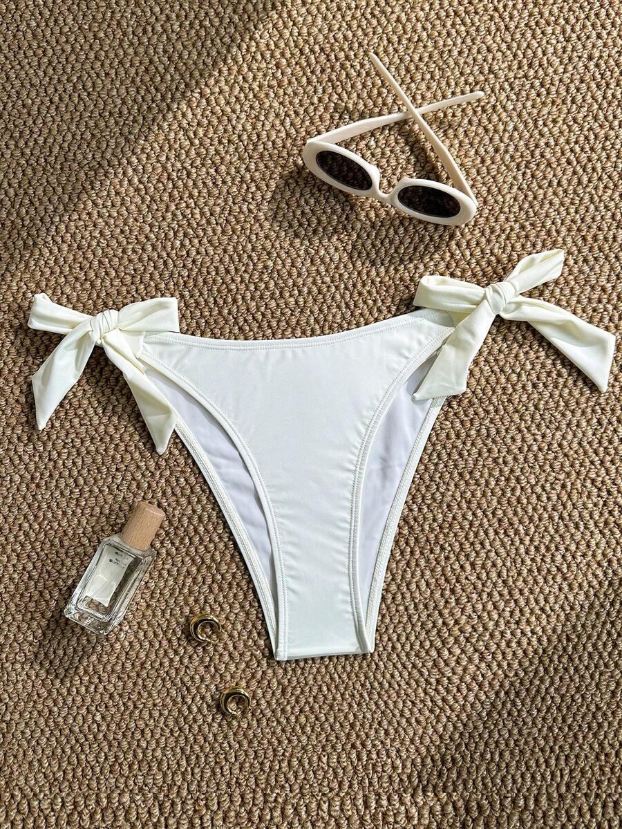 BIAŁY DÓŁ OD BIKINI WIĄZANIE
