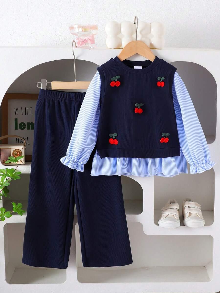 SWETER KOSZULA 2W1 SPODNIE KOMPLET