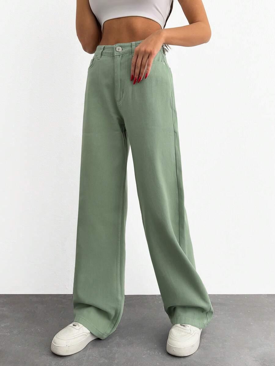 ZIELONE SPODNIE JEANS