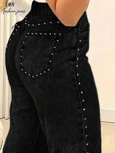 czarne proste jeansy