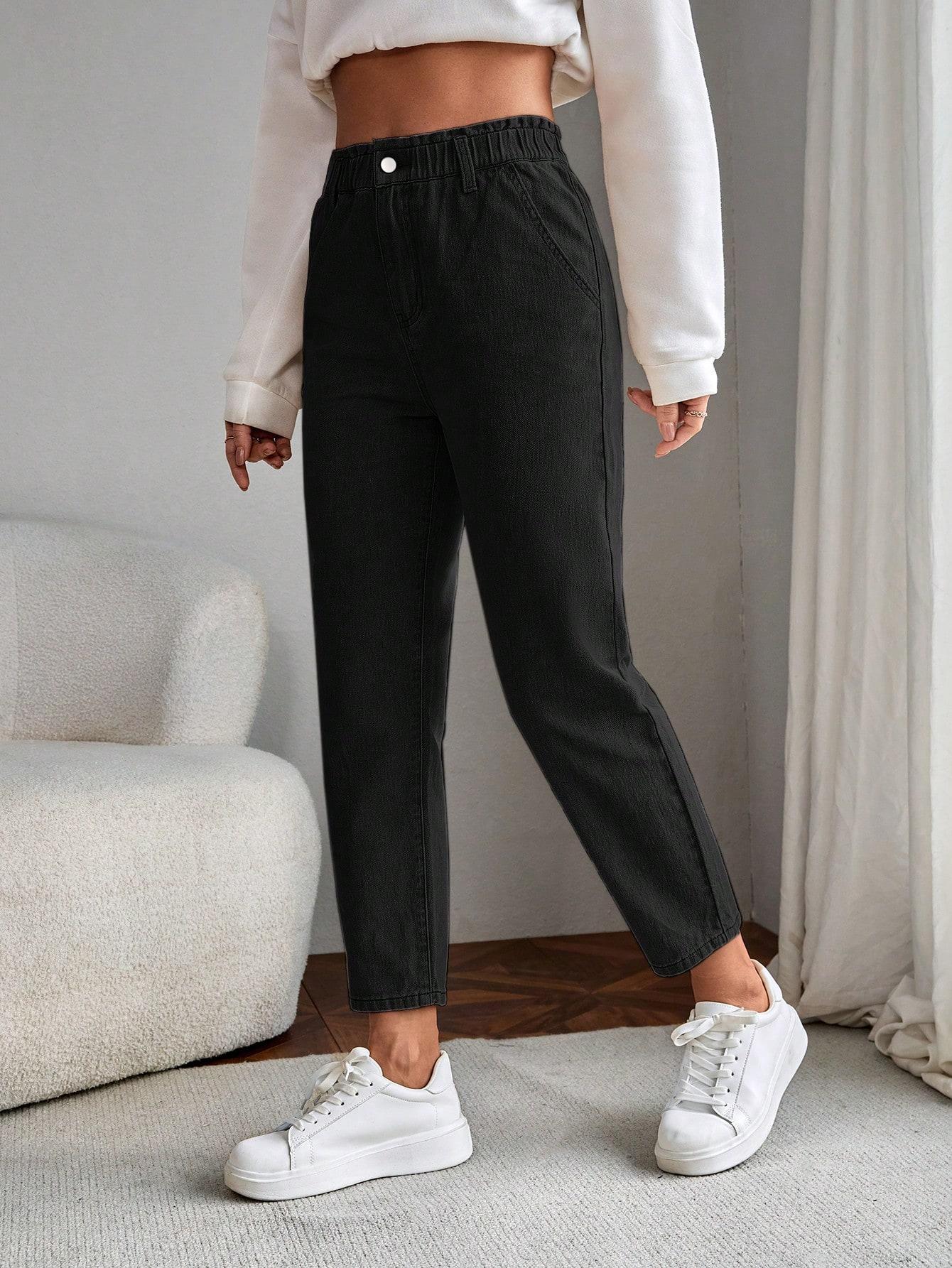 CZARNE SPODNIE JEANS WYSOKI STAN 