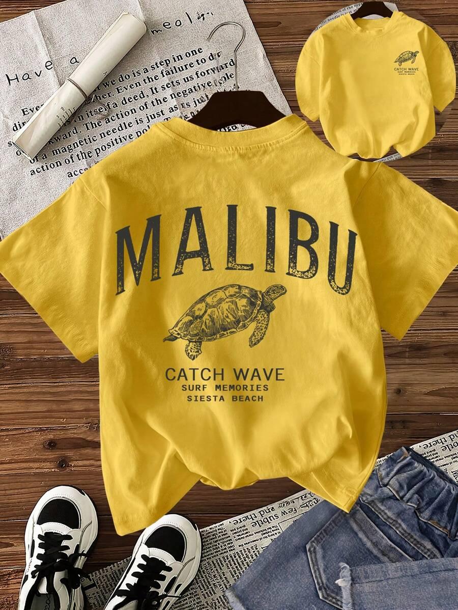 żółty t-shirt nadruk