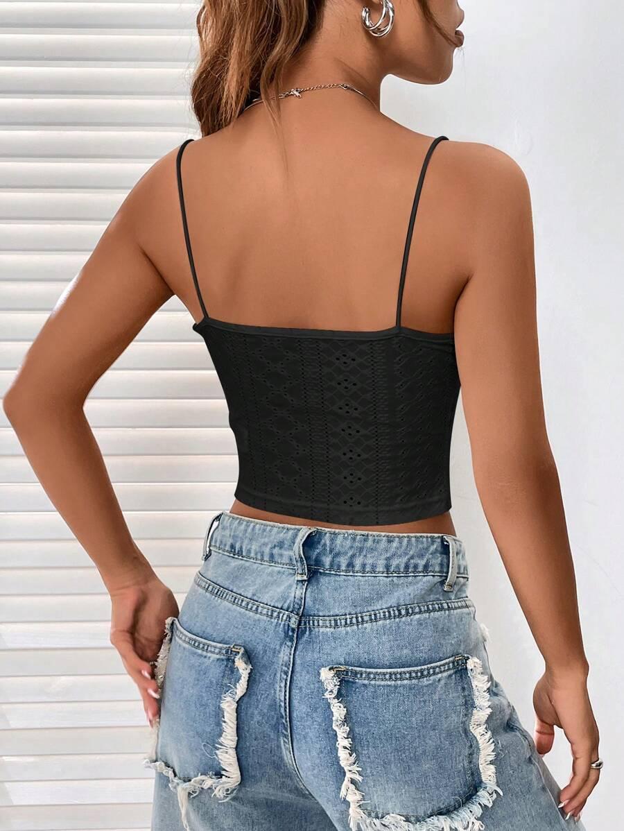 czarny crop top koronka