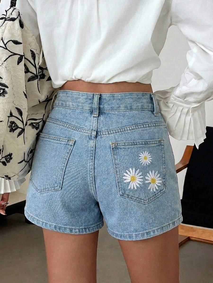 krótkie spodenki jeans  haft
