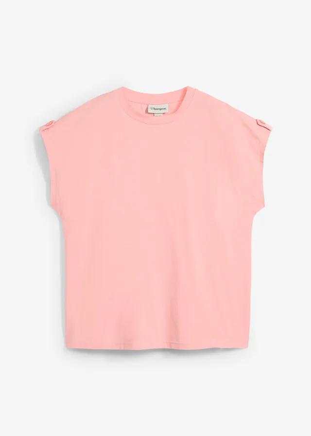 różowy t-shirt okrągły dekolt