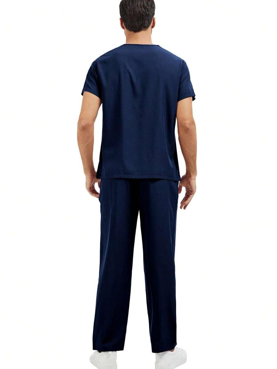 granatowy komplet spodnie t-shirt