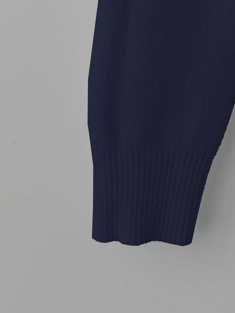 GRANATOWY SWETER V-NECK 