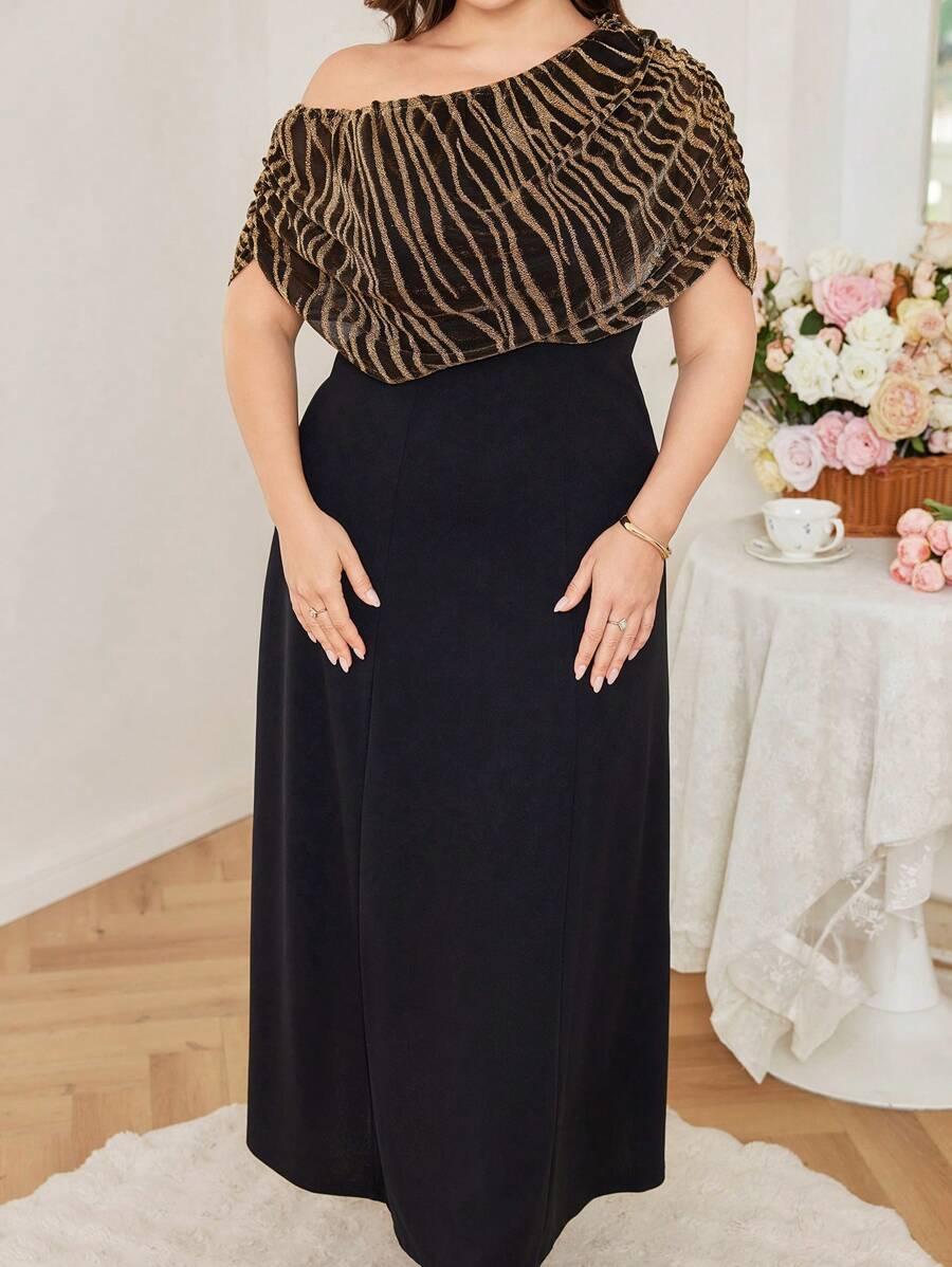 CZARNA MAXI SUKIENKA animal print
