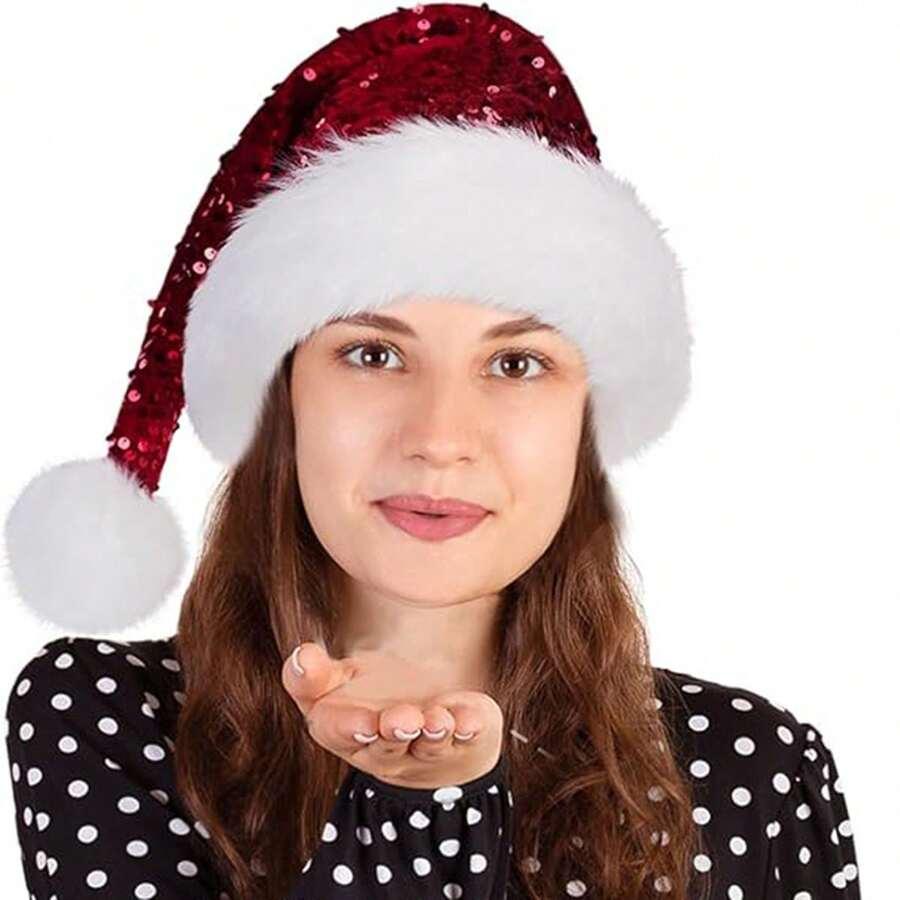 czapka świętego mikołaja cekiny