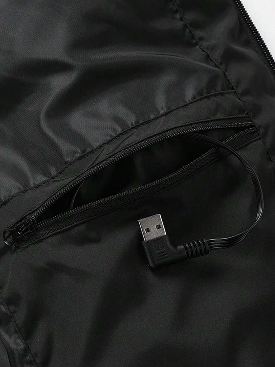 czarna kamizelka bezrękawnik usb zamek