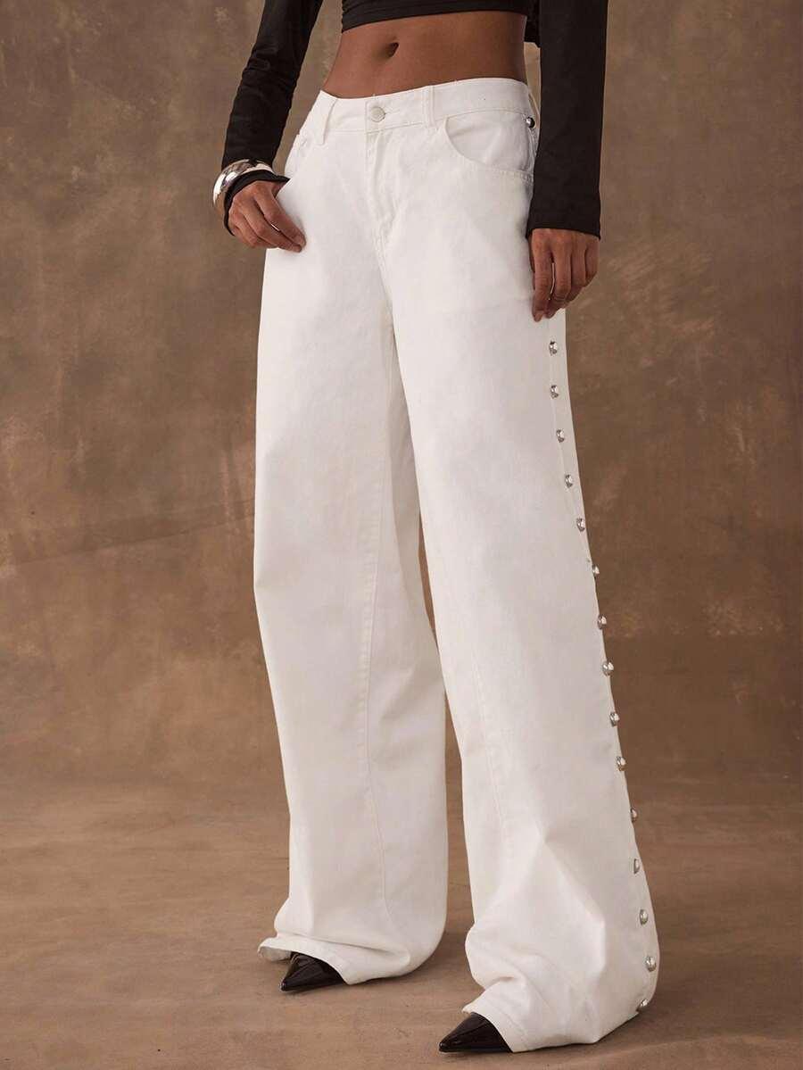 BIAŁE SPODNIE JEANS