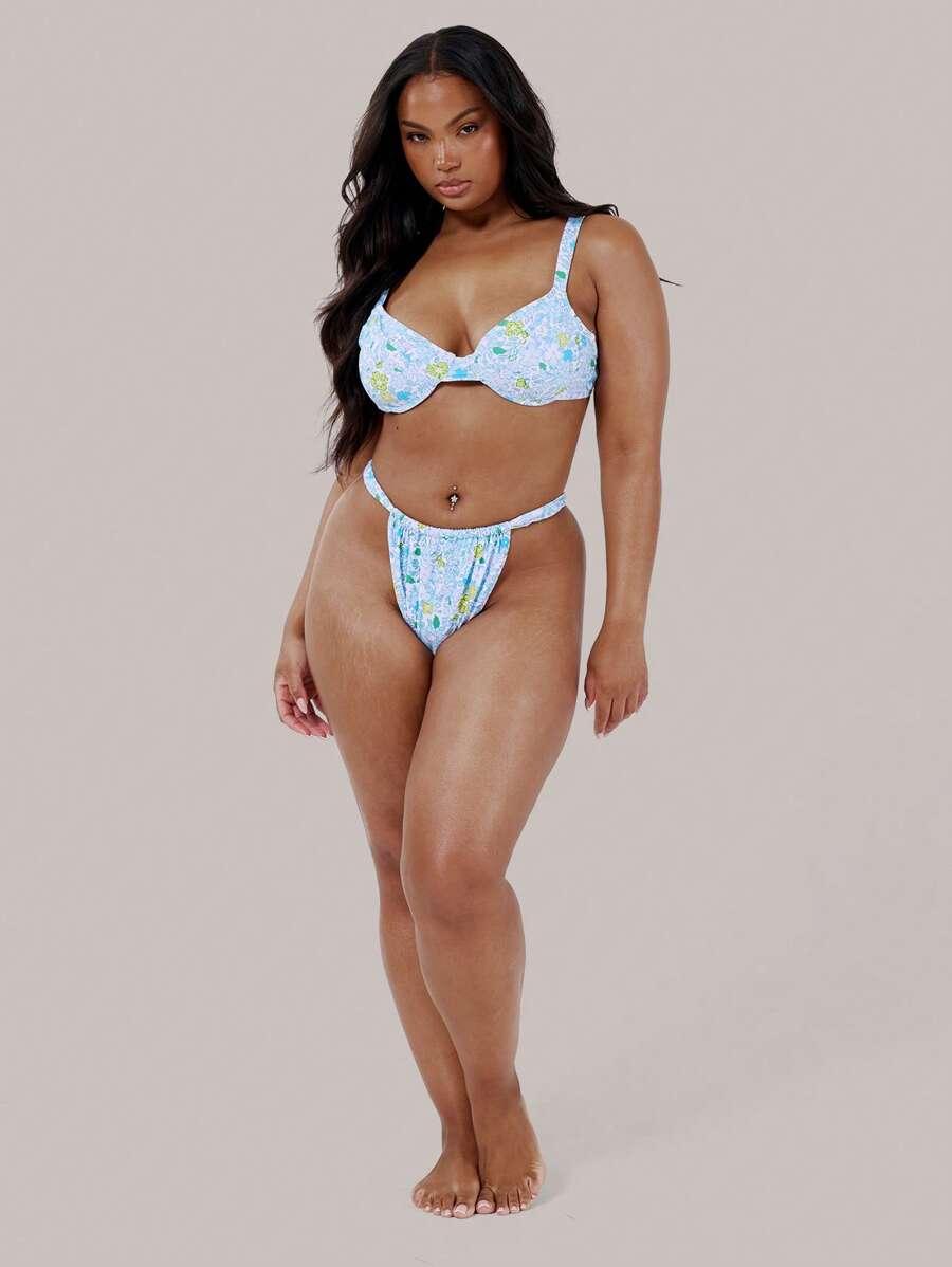 GÓRA OD BIKINI W ROŚLINNY WZÓR 