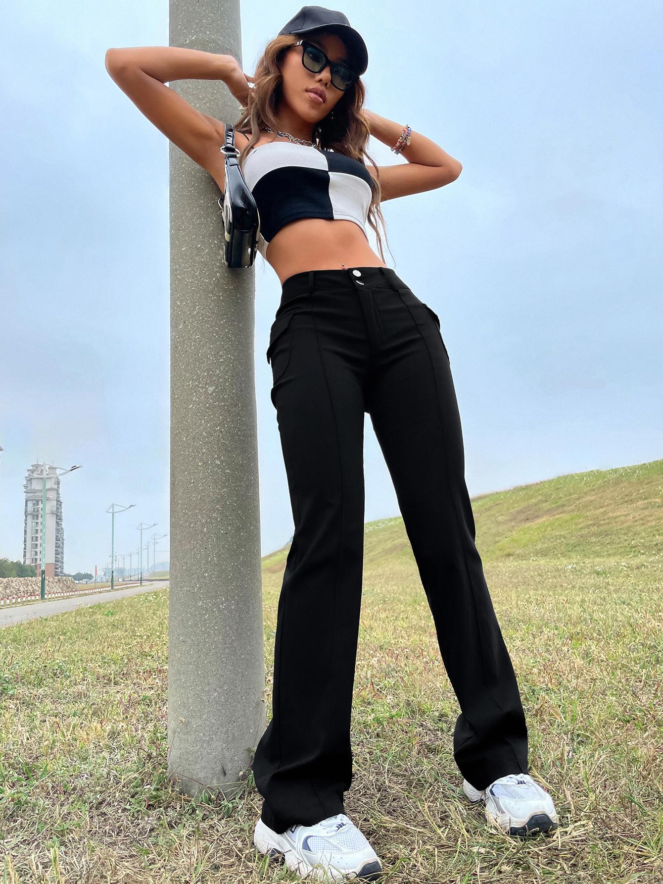 czarne spodnie bootcut