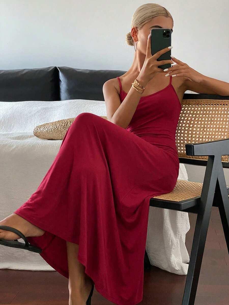 czerwona maxi sukienka