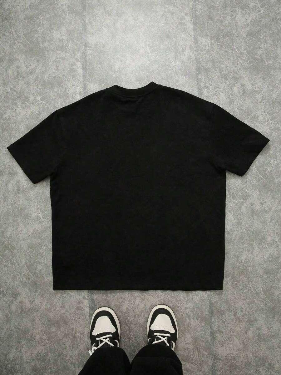 czarny t-shirt nadruk