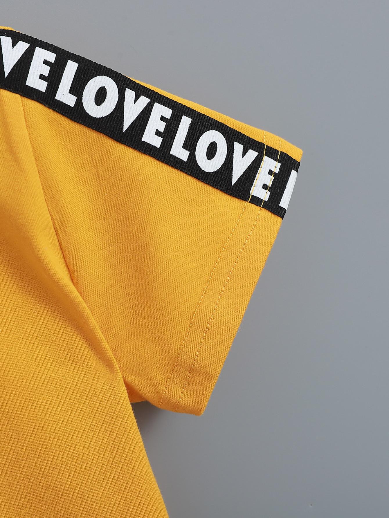 żółty t-shirt napisy LOVE