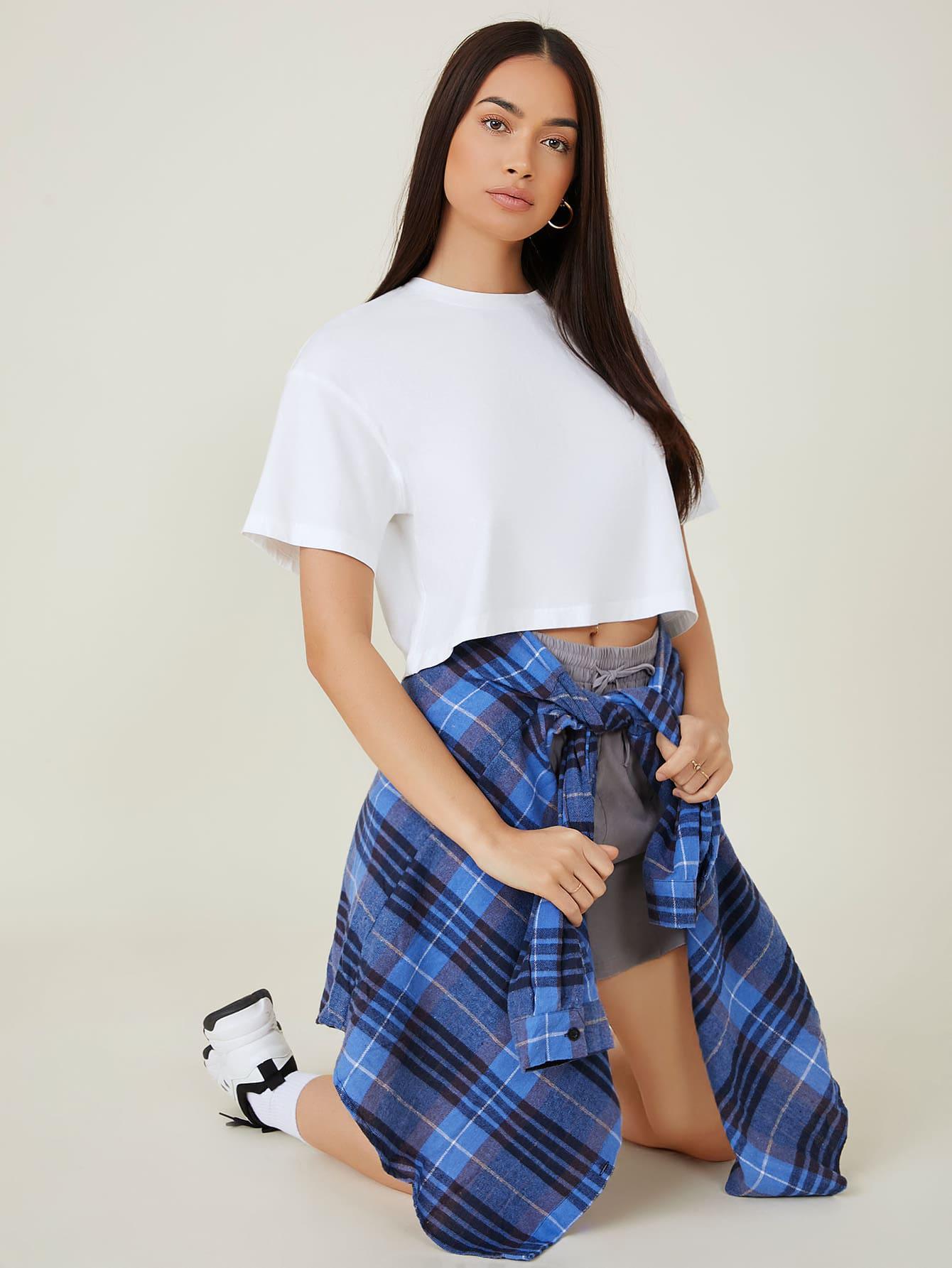 BIAŁY T-SHIRT OKRĄGŁY DEKOLT