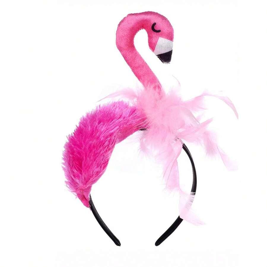 Różowa opaska na głowę flamingo