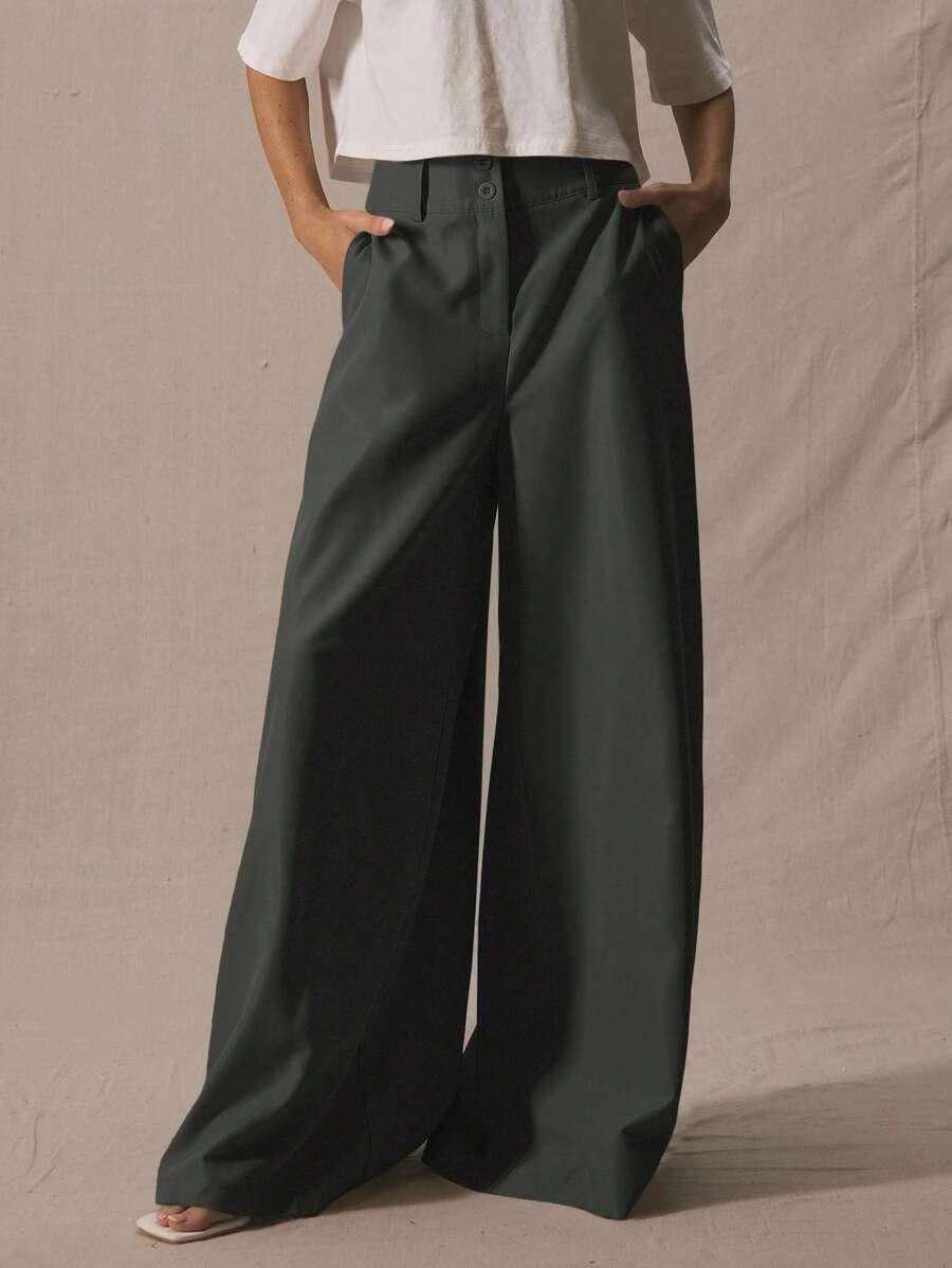 szare spodnie wide leg